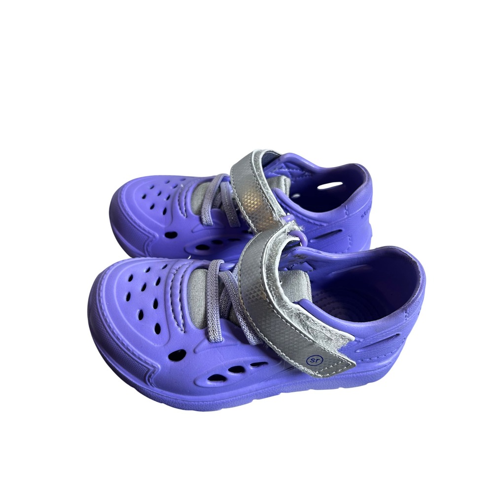 Stride Rite Phibian Water Shoes Size 8 Purple Silver Metallic Strap Kids